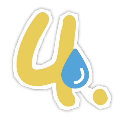 Yellow number four with a blue water drop icon symbolizing step four.