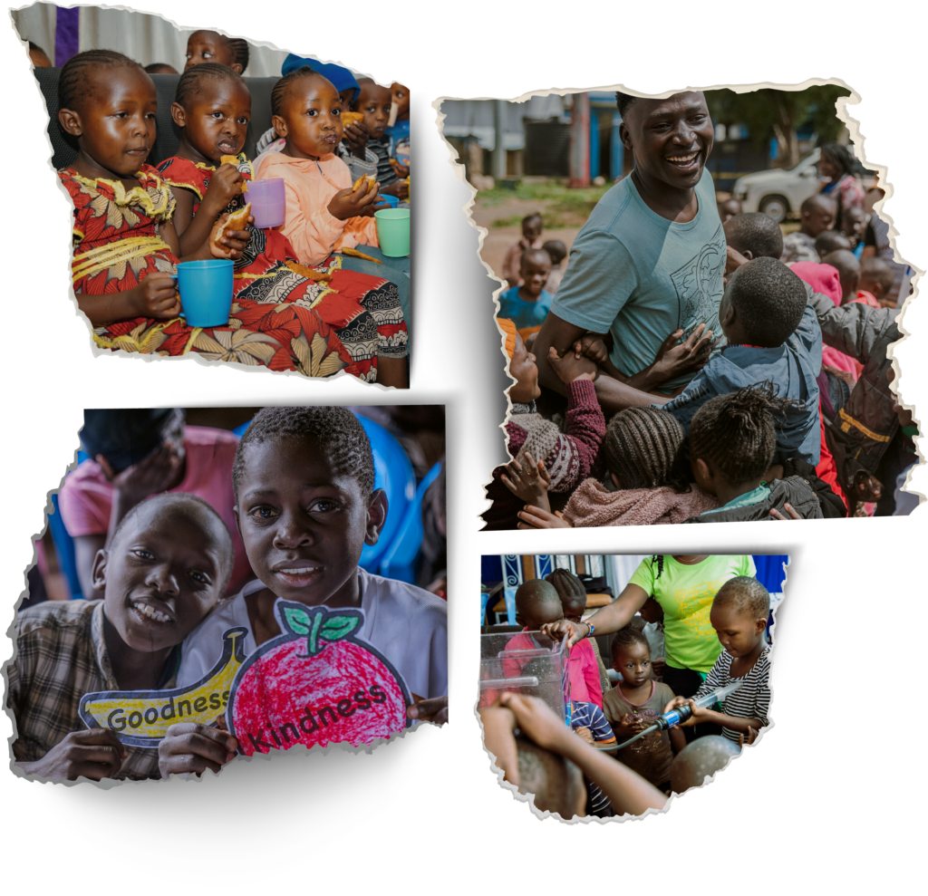 Children participating in The Bucket Ministry Kids Club activities and discipleship programs.